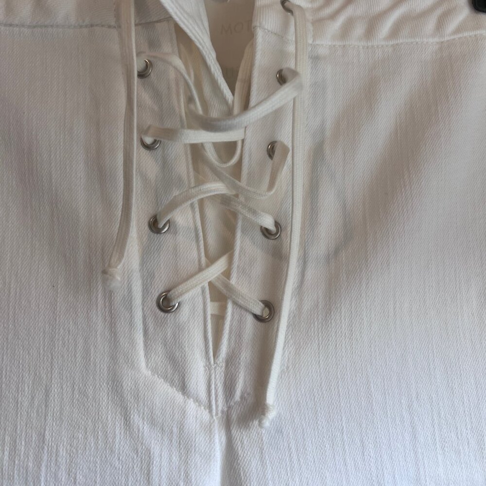 Mother White jean bell bottom size 28 lace up front